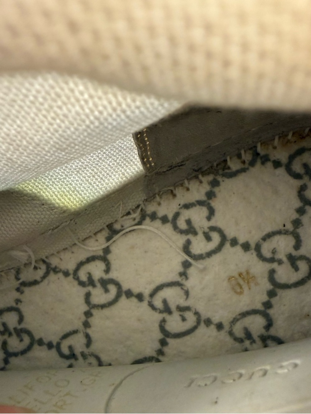 Gucci White High-Top Canvas Sneakers with Green Trim and Red-Black Stripe - Picture 12 of 12